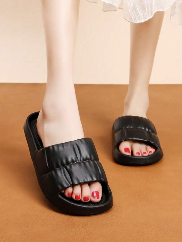 Women's Summer Slip-On Slippers, Bathroom & Shower Plastic Slides, Soft & Non-Slip Spring Shoes Spring Break Easter For Casual Beach Style