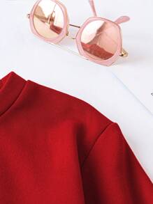 SHEIN LUNE Plus Size Round Neck Long Sleeve Bow Print Casual Pullover Sweatshirt For New Year Fall - Red - View 6