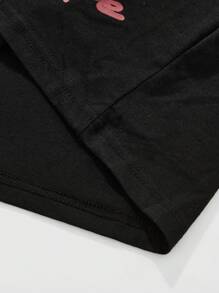 ROMWE MEN Street Life 2 件男士街头图案印花 T 恤和运动裤套装 - 黑色 - 查看 7