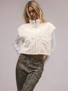 MUSERA Faux Fur Cropped Vest Winter Evening - Apricot - View 1
