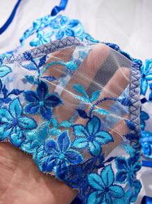 Esselle 3pcs Sexy Lingerie Set For Women, Light Purple For Going Out - Blue - View 4