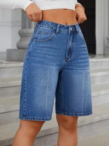 SHEIN Essnce Pantalones cortos vaqueros casuales para mujeres, minimalistas y con estilo para el uso diario