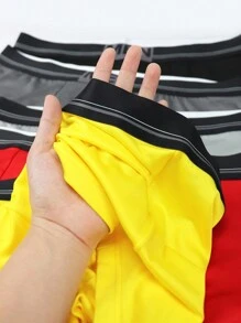 5pcs/Set Men's Casual Style Plain Boxer Briefs, Everyday Wear - Multicolor - View 5