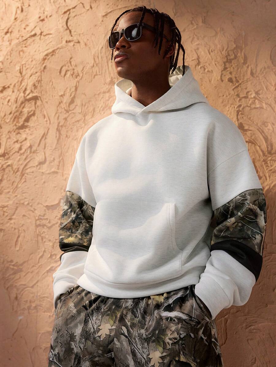 Forever 21 Men's Colorblock Letter Patched Detail Sweatshirt - Light Grey - View 1