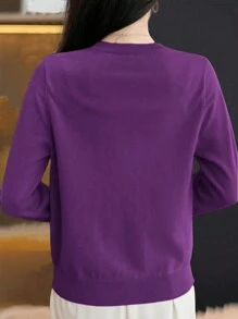 EMERY ROSE Women Single-Breasted Casual Solid Color Cardigan, Long Sleeve, Autumn/Winter Fall Cloth For Women