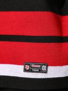 SUMWON Oversized Fit Dropped Shoulder Colour Block V Neck Knit Top