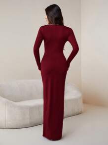 SHEIN Tall Black Knitted Women's Long Sleeve Dress