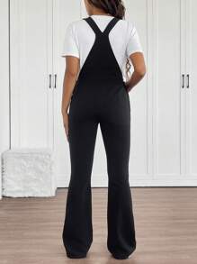 SHEIN Fitted Maternity Overalls Jumpsuit - Black - View 2