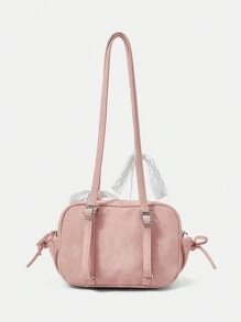 SHEIN MOD Fashion Dual Pocket Bow Decor Shoulder Bag For Women - Pink - View 5
