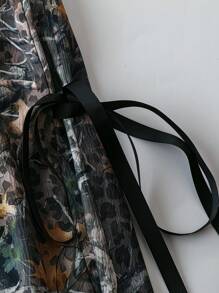 Flirla 大码女式迷彩豹纹蝴蝶结装饰宽松裤