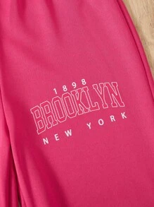 2pcs/Set Teenage Girls Letter Print Hoodie - Hot Pink - View 7