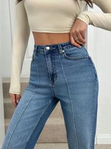 EURMUSE HIGH WAIST STRAIGHT LEG COMFORT JEAN - Light Wash - View 1