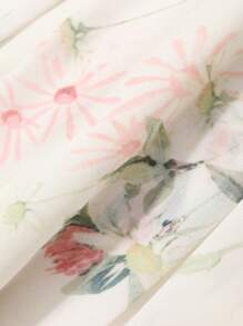 DAZY Đầm midi tay dài in hoa cổ vuông cho nữ, Đầm thu, Đầm dài tay - Màu be - Xem 7