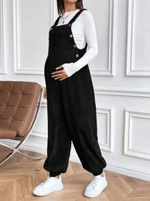 SHEIN Brown Elastic Adjustable Maternity Casual Jumpsuits