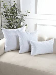 1pc Silver Decorative Throw Pillow Cover With Silver Thread Jacquard Geometric Pattern For Living Room And Bedroom - Silver - View 1