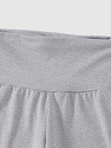 Teen Girl Elegant Light Gray High Elastic Comfortable Off-Shoulder Outfit Set, Suitable For Spring & Autumn