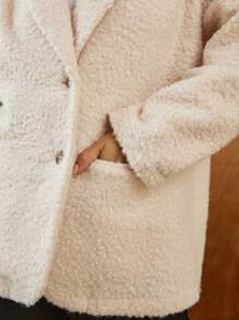 Elaquor Plus Size Women Shearling Casual Warm Blazer For Autumn/Winter Fall/Winter - Apricot - View 4