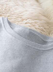 Flirla Deer Print Warm Chunky Crew-Neck Sweatshirt For Women - Grey - View 5