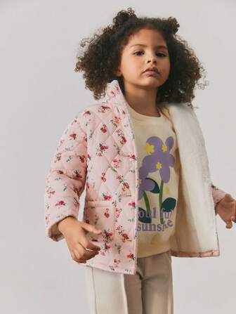 Maija Kids Maija Kids Veste décontractée ample à motif floral, doublée de molleton épais, pour jeunes filles