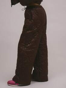 MUSERA Quần dài chần bông kiểu thập niên 90, phong cách mùa hè dễ thương, ấm áp, thanh lịch, sang trọng và thường ngày. - Màu nâu Sô-cô-la - Xem 3