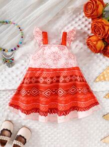 SHEIN Vestido de princesa con volantes en las mangas para bebé niña recién nacida, adecuado para fiestas de cumpleaños, primavera y verano - Multicolor - Ver 2