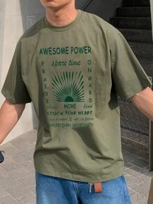 DAZY Men's Slogan Print Short Sleeve Street Casual T-Shirt,Graphic Tees