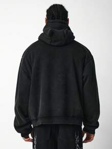 ROMWE MEN Street Life 男士长袖蜘蛛网印花休闲连帽衫，万圣节 - 黑色 - 查看 7