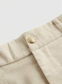 ROMWE Fairycore Spodnie damskie w stylu Cottagecore z haftem pszczół - Morela - Zobacz 4