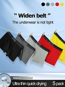 5pcs/Set Men's Casual Style Plain Boxer Briefs, Everyday Wear - Multicolor - View 1