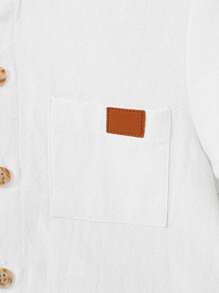 SHEIN Leap Crew 2 件装男童/女童纯色立领短袖开衫上衣配蝴蝶结装饰和休闲短裤套装