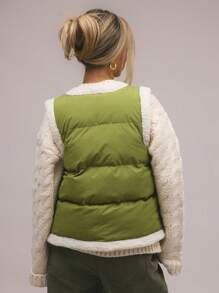 MUSERA Áo gile lông cừu tương phản - màu xanh lá - Xem 3