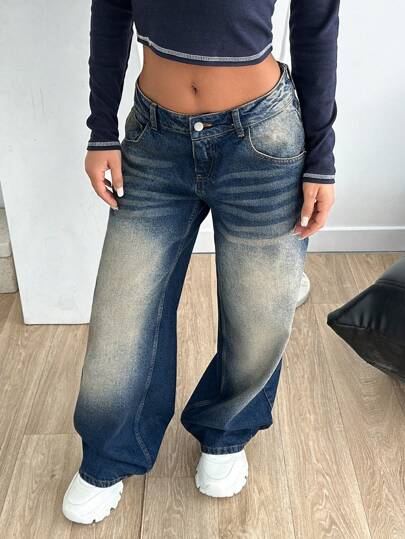 EURMUSE LOW RISE WIDELEG JEAN WITH BACK POCKET