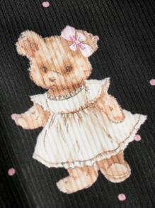 Sweetina Women Y2K House Pajama Cute Bear Print Shorts - Black - View 4