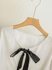 SHEIN Frenchy 大码女式纯色长袖休闲衬衫，时尚日常穿着 - 杏色 - 查看 3