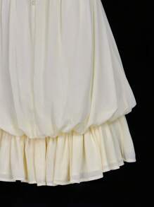 SHEIN ICON Women's Solid Color Bandeau Bow Decor Casual Holiday New Years Party Evening Women Babydoll Beige Mini Dress Valentine's Day Birthday Semi Formal Outfits