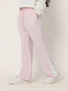 SUMWON Retro Flare Side Stripe Jogger Athletic Sweatpants Workout Training Track Pants With Side Panel And Drawstring For Dance Wear Streetwear Y2K - Pink - View 1