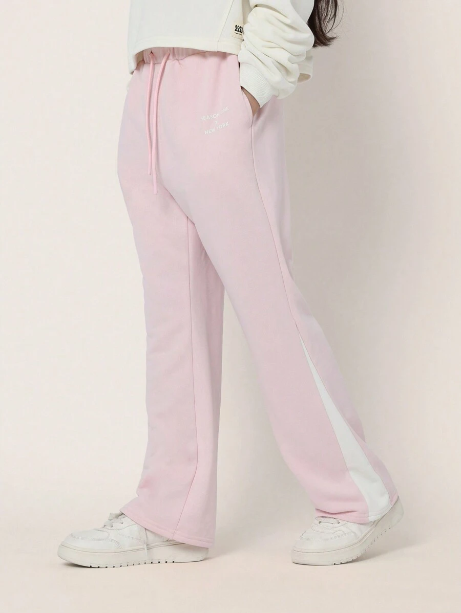 SUMWON Retro Flare Side Stripe Jogger Athletic Sweatpants Workout Training Track Pants With Side Panel And Drawstring For Dance Wear Streetwear Y2K - Pink - View 1