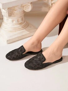 CUCCOO CHICEST Women's Breathable Mesh Embroidery Black Flat Shoes Spring Shoes Spring Break Easter - Black - View 3