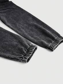 ROMWE Felpa oversize decorata con strass e stampa ad ali, effetto consumato - nero - Visualizzare 4