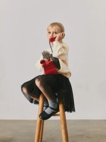 Maija Kids Maija Kids 适合年轻女孩的宽松休闲圆领 3D 蝴蝶结细节长袖运动衫 - 杏色 - 查看 3