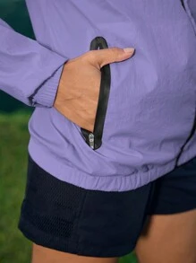 In My Nature 女式字母印花连帽长袖户外雨衣外套女式徒步服装 - 淡紫色 - 查看 6