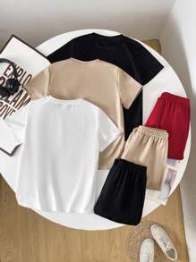 6pcs Tween Boys' Casual Sporty Graphic Round Neck Short Sleeve T-Shirts & Long Pants Set, Suitable For Summer Leisure, Sport, Outdoor, School, Vacation - Multicolor - View 2