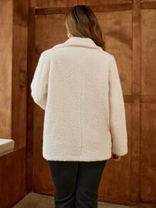 Elaquor Plus Size Women Shearling Casual Warm Blazer For Autumn/Winter Fall/Winter - Apricot - View 2