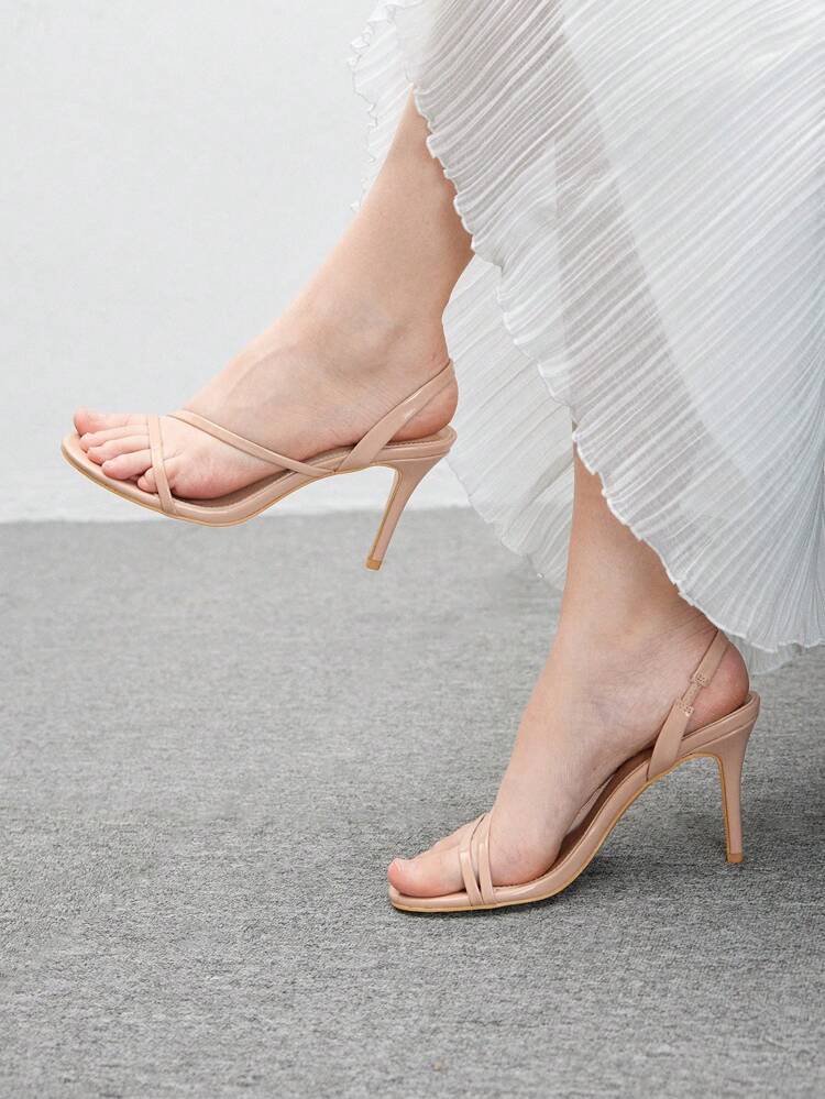 CUCCOO BIZCHIC Women Plain Round Toe Simple High Heel Sandals, Casual For Daily Wear In Summer For Christmas Spring Shoes