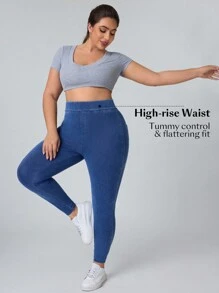 EMERY ROSE Pantalones vaqueros de punto elásticos de ajuste entallado y cómodo para tallas grandes