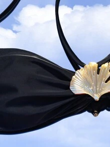 SHEIN Swim Top de bikini une pièce sexy noir casual décolleté en V pour femmes