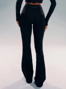 Musera Sport High Waisted Flared Leggings, Padel, Tennis, Pickleball Gym Fitness - Black - View 4