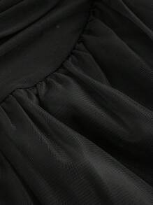 SHEIN MOD Vestito midi nero in rete arricciato con spalle scoperte per taglie forti - nero - Visualizzare 4