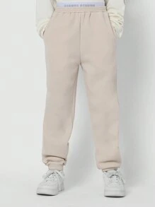 SUMWON Gezellige fleece joggingbroek, sportieve, actieve kleding, elastische enkelband, hardloop- en trainingskleding, perfect voor comfort in de herfst en winter.