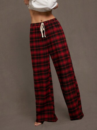 Siren Gaze 女士休闲格子印花抽绳腰裤